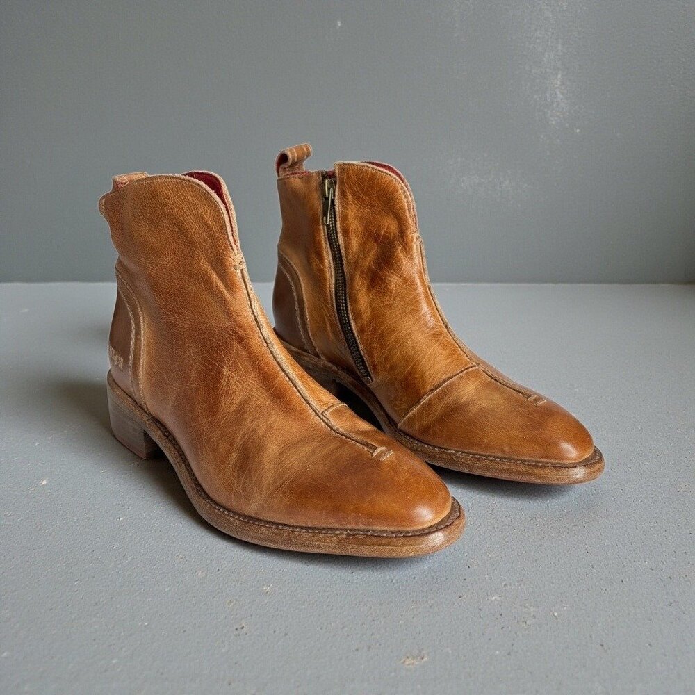 NWT BEDSTU Tabitha Leather Ankle Boot in Tan Rustic EU 37.5 US 7.5 UK 5